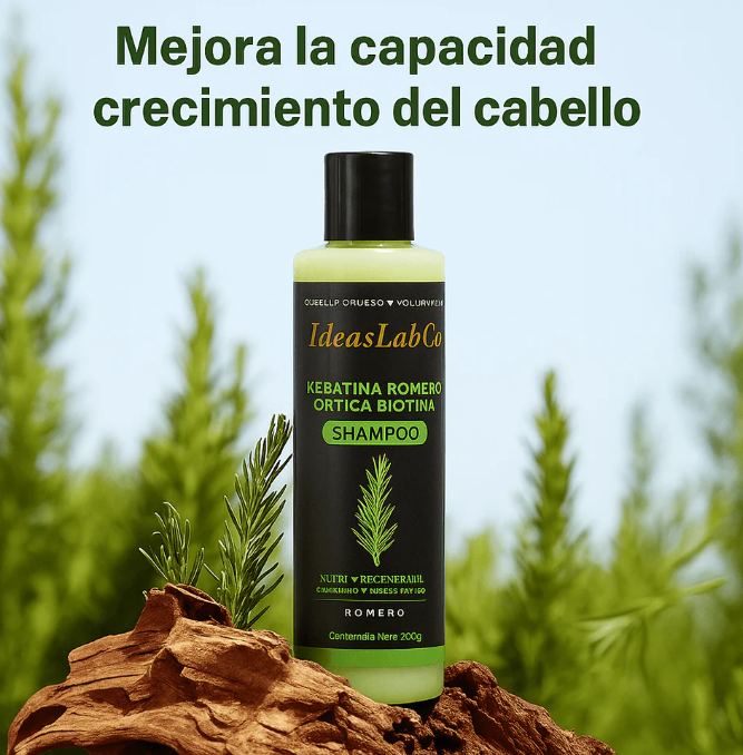 Keratina + Romero + Ortiga + Biotina - Champú Nutritivo y Regenerador para Cabello Grueso y Voluminoso (220 ml)