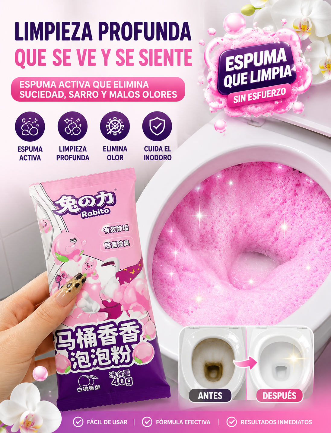 ESPUMA LIMPIADORA PROFESIONAL DE INODOROS