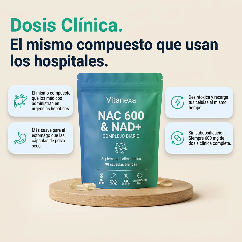 Complejo diario NAC600 + NAD-APOYA A LA DESINTOXICACIÓN DEL HÍGADO